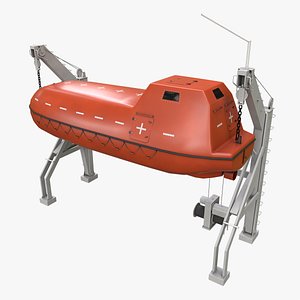 3D davit rescue boat ship model