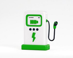 Cartoon Electric Vehicle Charging Station 3D model 3D model