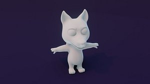 Cartoon Wolf Animated and Rigged Base Mesh 3D Model