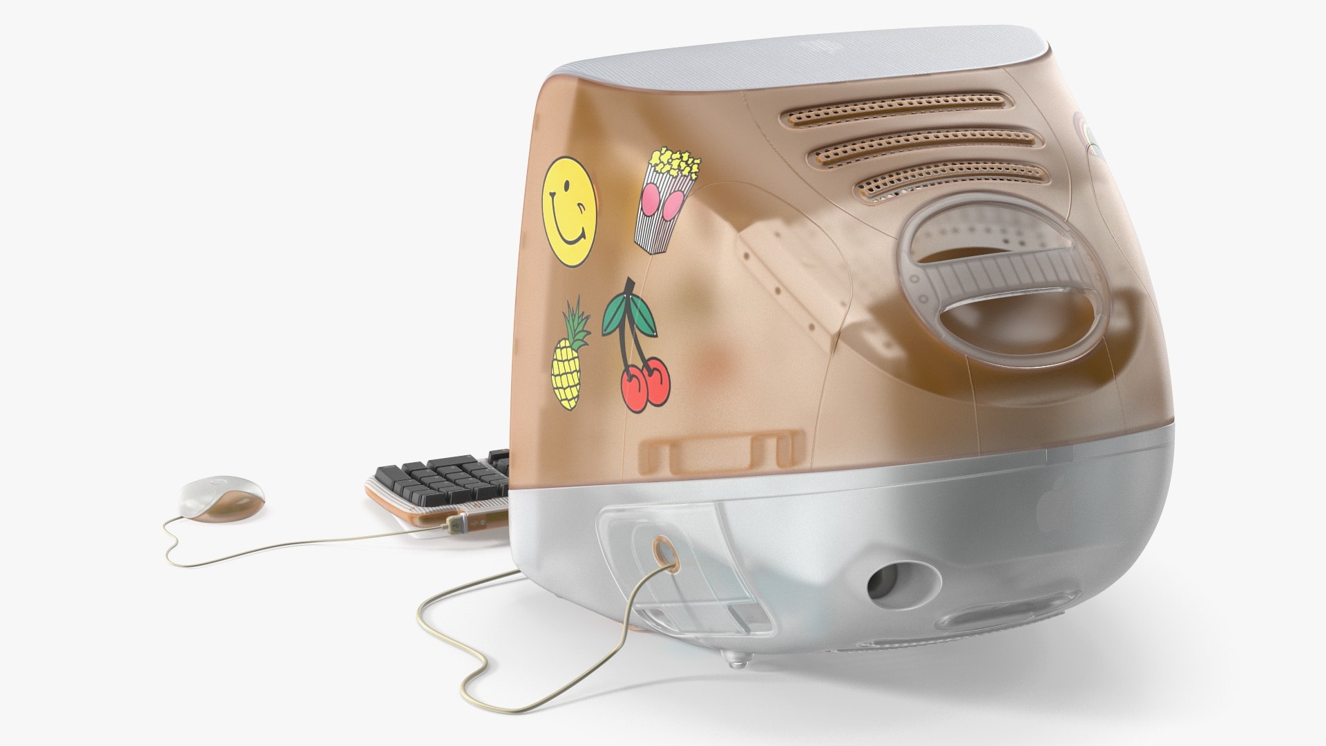 3D Retro Orange Desktop Computer With Stickers - TurboSquid 2383035
