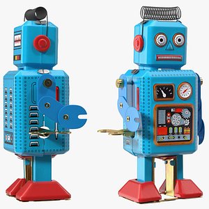 Metal Walking Tin Toy Retro Robot Rigged for Modo 3D model