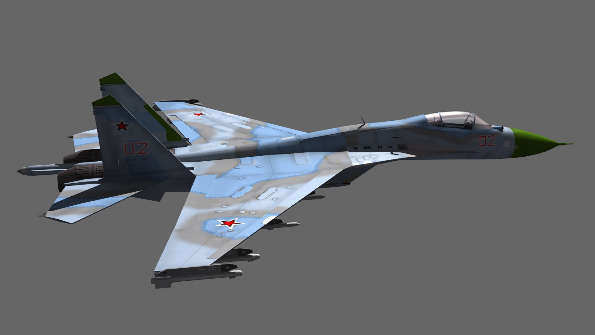 3D Sukhoi Su-27 https://p.turbosquid.com/ts-thumb/Bx/Wcuwbi/Sw/su270050/jpg/1664955939/1920x1080/fit_q87/c80f056f77519e745372c4b80f0a2752f3d74ad8/su270050.jpg