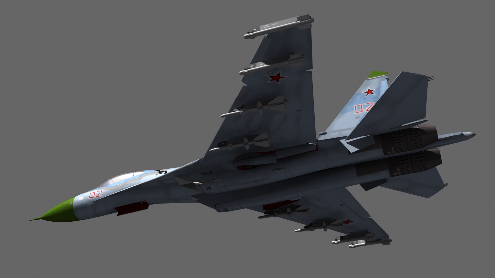 3D Sukhoi Su-27 https://p.turbosquid.com/ts-thumb/Bx/Wcuwbi/au/su270020/jpg/1664955935/1920x1080/fit_q87/3779ebd2d69e8b4cd8315fb85bd55e6c2799c220/su270020.jpg
