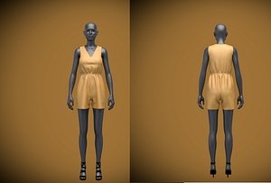 3D female mannequin jumpsuit shorts