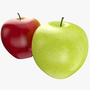 apple fruits red green 3D model