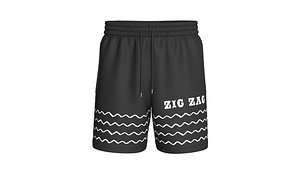 3D Men Zig-Zag Printed Black Shorts