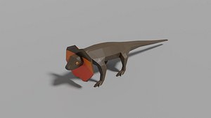 3D frill-necked lizard