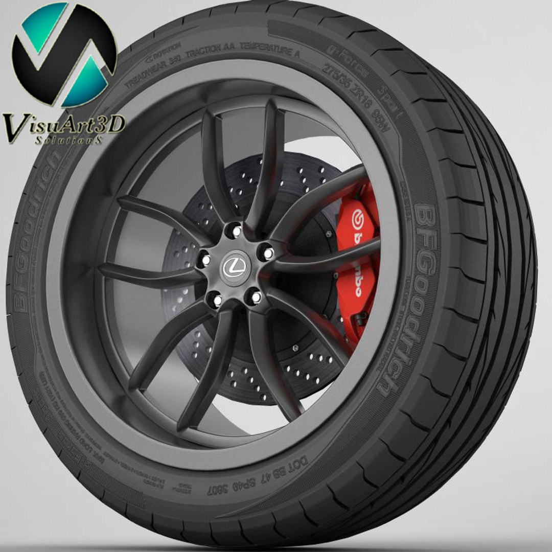 lexus rim tyre 3d model