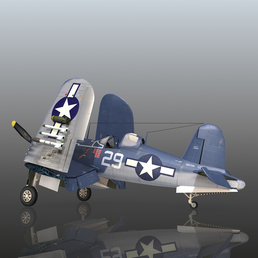 Vought F4u Corsair Parking 3d Model