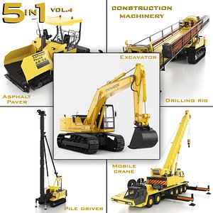 Heavy Construction Machinery Equipment Industrial 5 in 1 vol 4 3D
