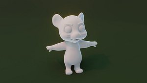 3D Cartoon Tiger Animated and Rigged Base Mesh