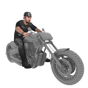 3D model rigged biker