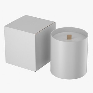Realistic White Scented Candle with Box Mockup