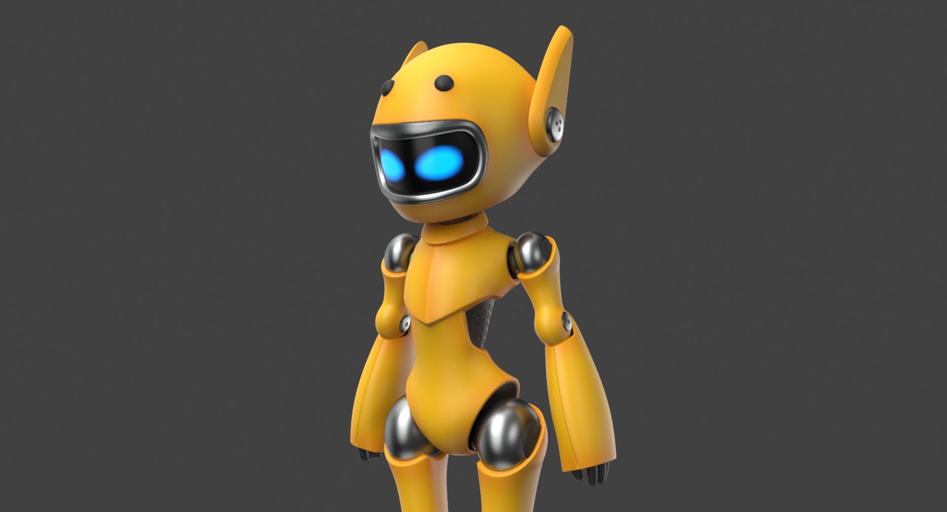 Cute robot yellow model - TurboSquid 1283069