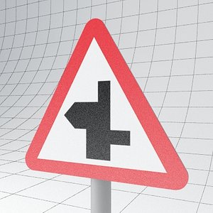 Road Sign - Staggered Juntion Ahead