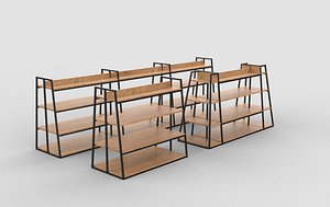 3D Wooden display shelves 3D model