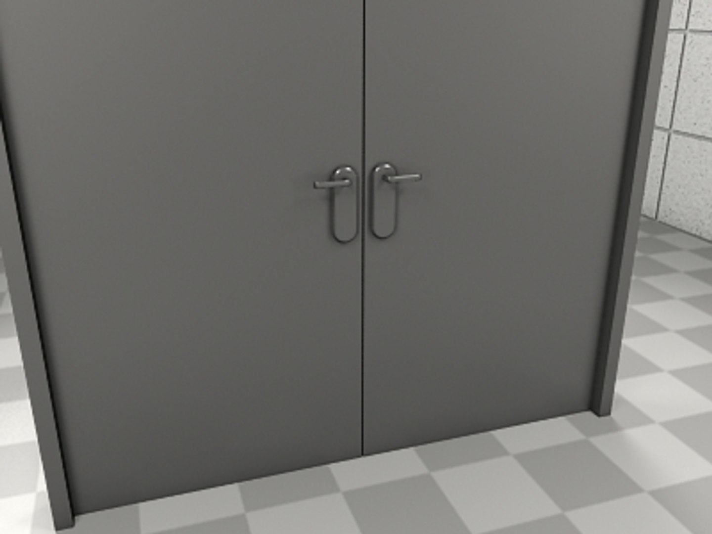 rigged double door - 3d model