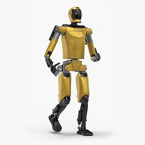 Humanoid Robot Kepler Yellow Rigged for Cinema 4D