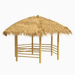 A Thatched Bamboo shelter beach canopy 6-corner