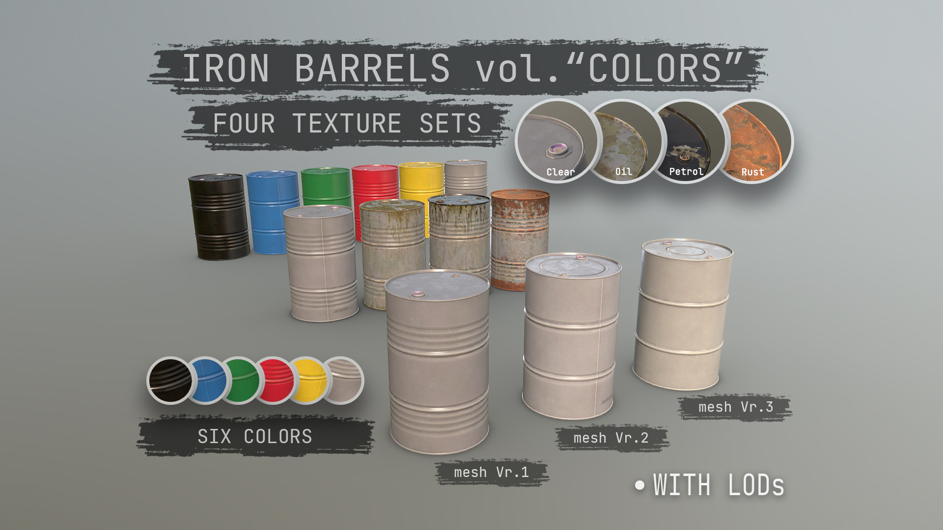 3D model Cargo Iron Barrels 200L Colors - TurboSquid 1774379