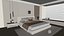 3D Double bed modern simple bedroom interior scene model