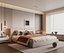 3D Double bed modern simple bedroom interior scene model