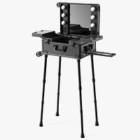 Wheeled Trolley Makeup Case Black