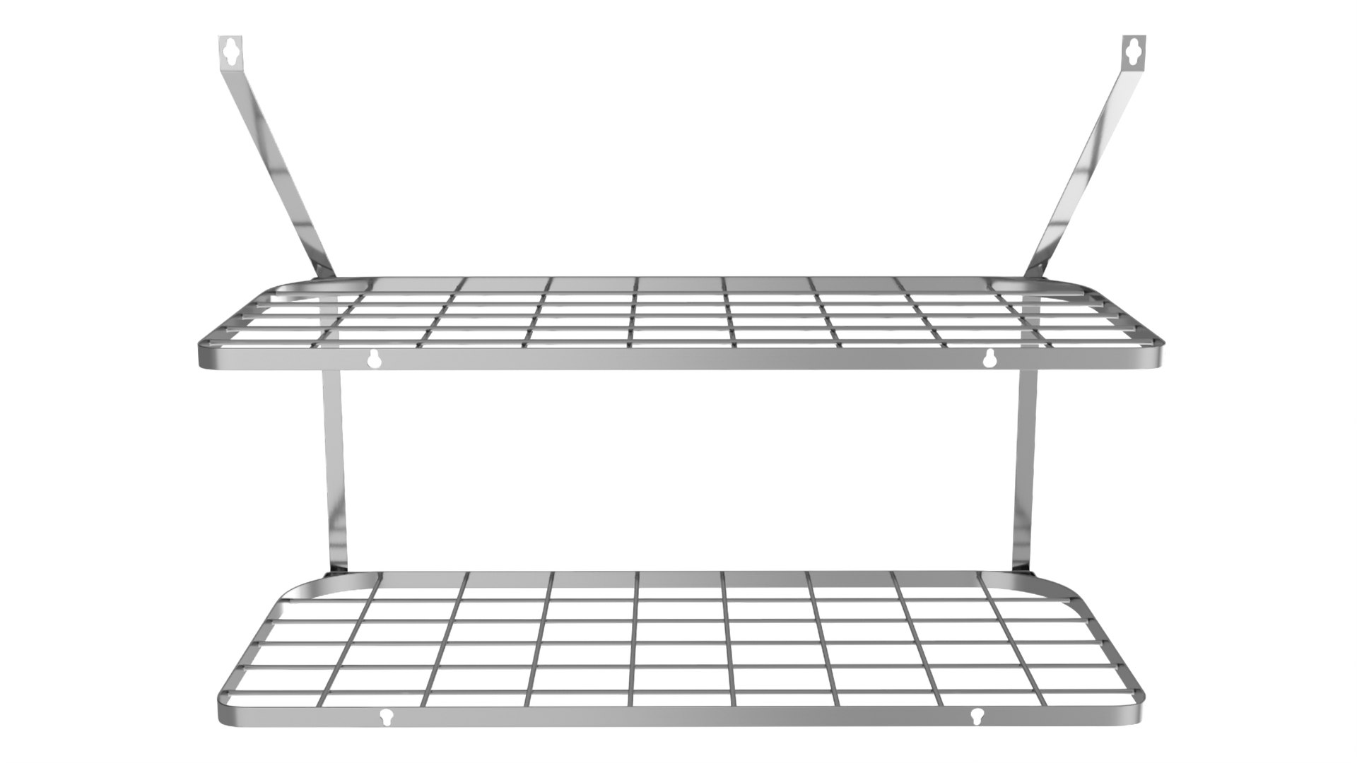 3D Kitchen Pan Pot Rack Wall Mounted Silver - TurboSquid 2155815