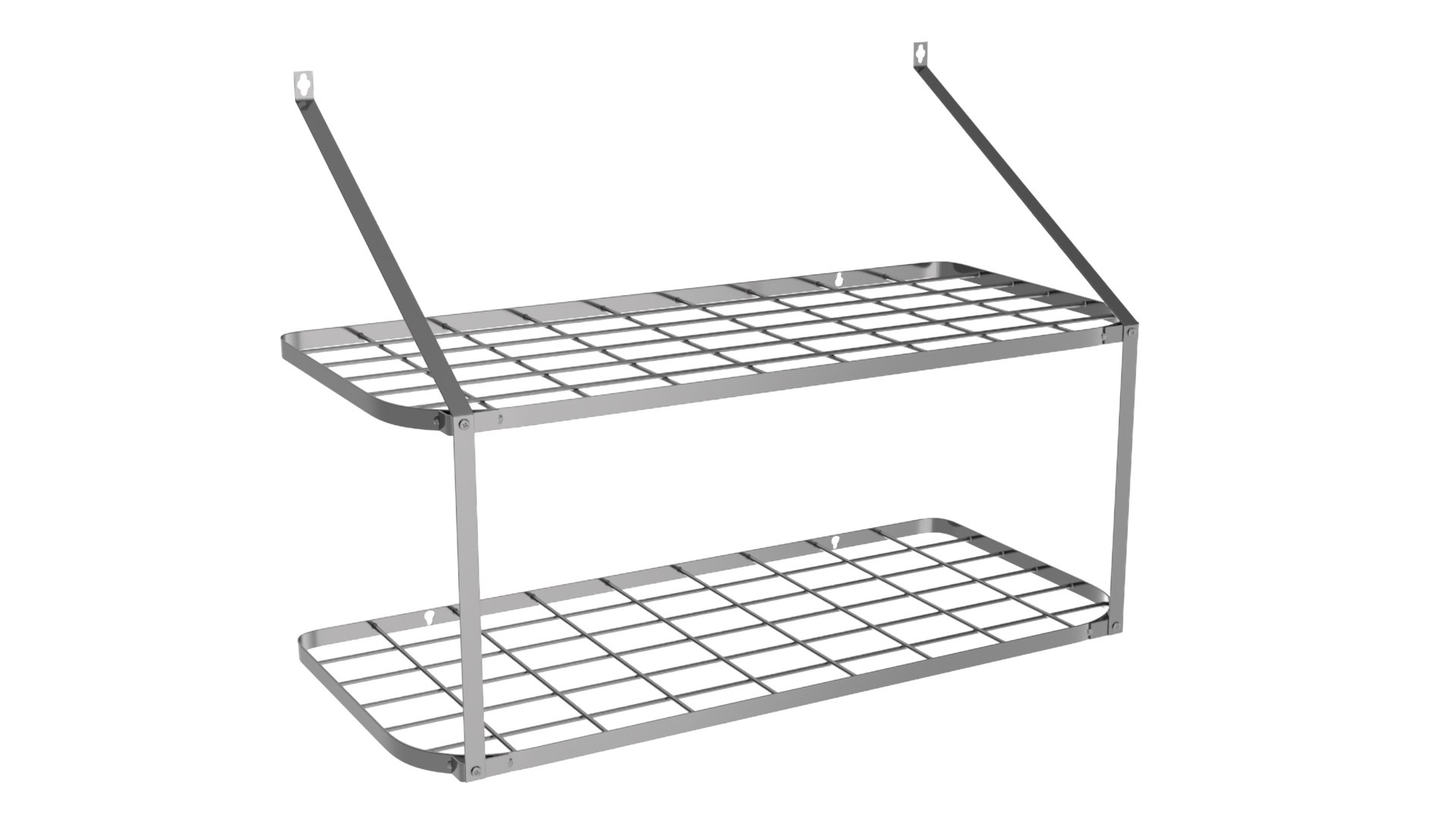 Kitchen Pan Pot Rack Wall Mounted Silver 3D model preview