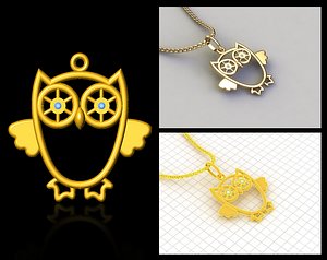 owl pendant stl prototyping 3d model
