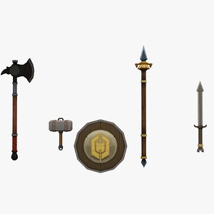 Hand Painted Weapons Low-poly 3D model 3D