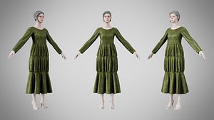 Dress 25 Olive Green Velvet With Design
