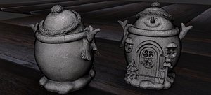 3D noel snow man house model