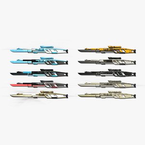 10 SciFi Sniper Gunblade A Collection - Fiction Weaponry 3D