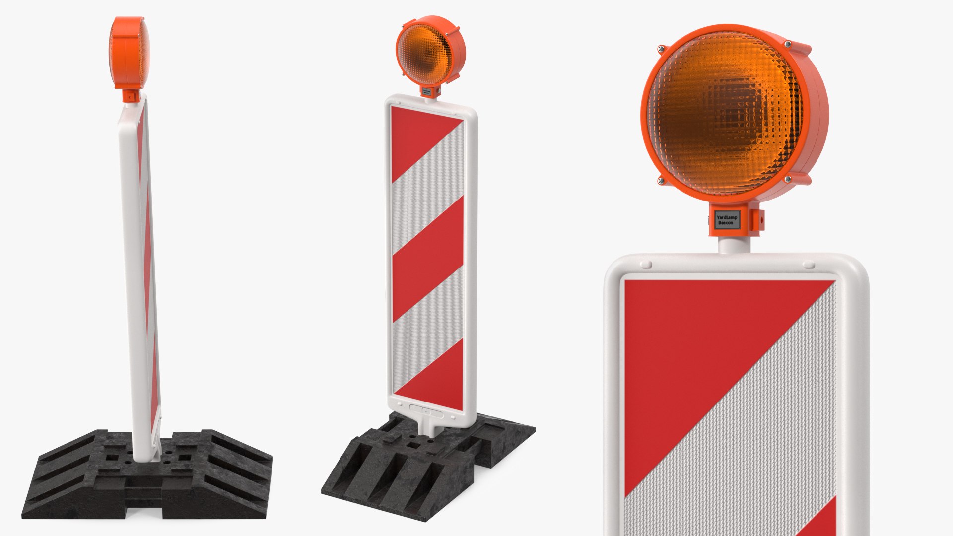 Roadworks Traffic Post with Warning Light 3D model preview