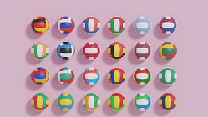 Flag Volleyball Ball Collection 3D model