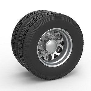 3D Diecast Rear custom wheel of semi truck Version 15 Scale 1 to 25
