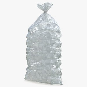 Bag with Frozen Ice Cubes 8LB Clear 3D