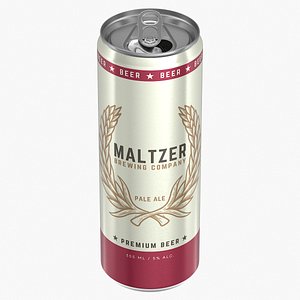 Open Sleek Beer Can 355ml 3D model