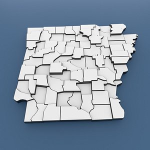 3D Arkansas Counties - Map of United States of America USA