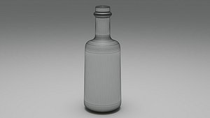 3D model glass bottle with cork stopper
