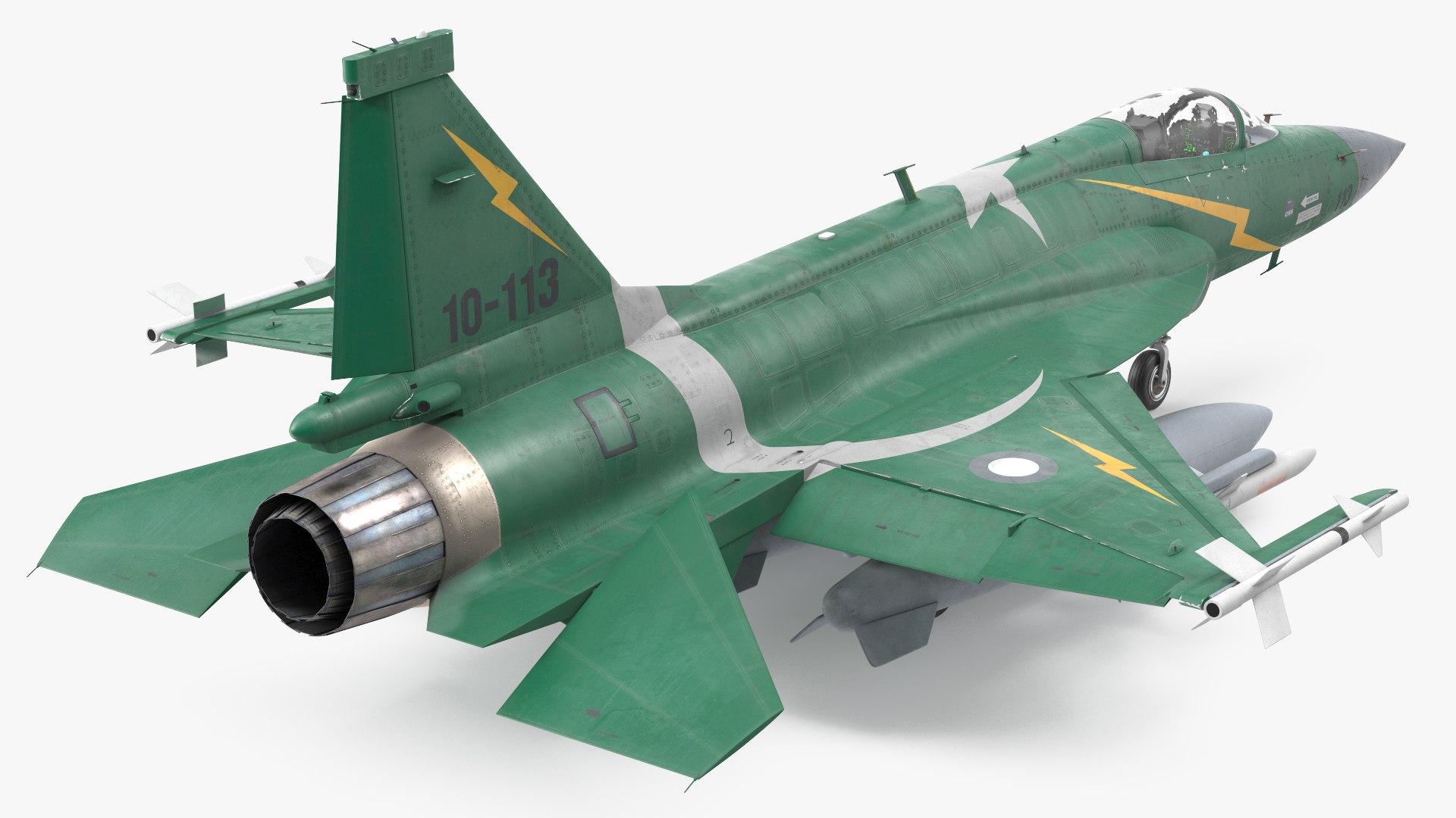 PAC JF-17 Thunder Green Livery with Armament Rigged 3D https://p.turbosquid.com/ts-thumb/C0/9n4Ey1/Mp/pacjf17thundergreenliverywitharmamentrigged3dmodel014/jpg/1632437642/1920x1080/fit_q87/cce15c25f451ff2637fa4b20f2e144f9fd8a7dd8/pacjf17thundergreenliverywitharmamentrigged3dmodel014.jpg