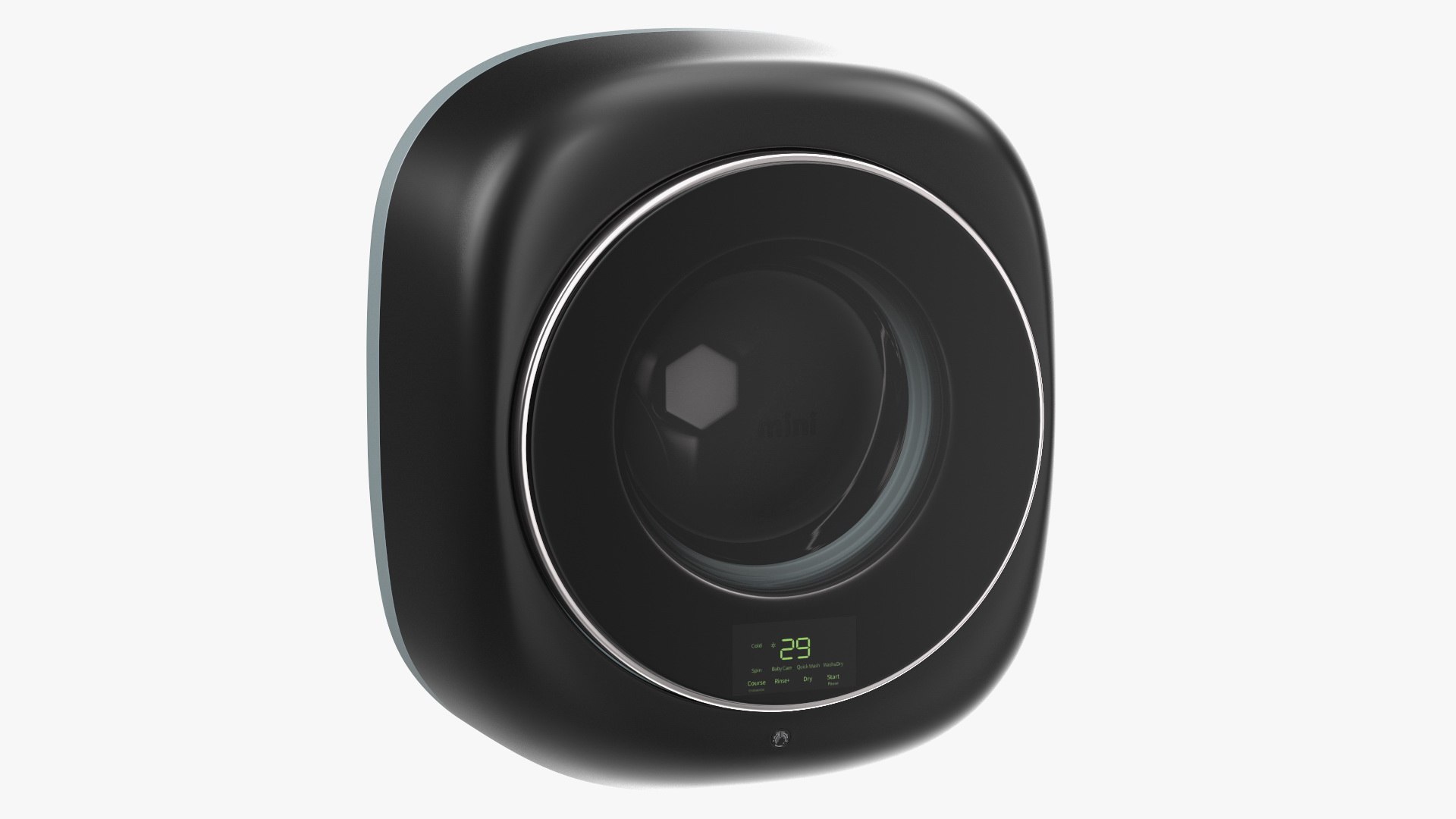 Mini Washer Dryer Machine Black 3D model preview