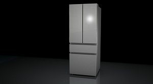 Hisense French Door Refrigerator 3D Model - Sleek Design with Bottom Freezer model