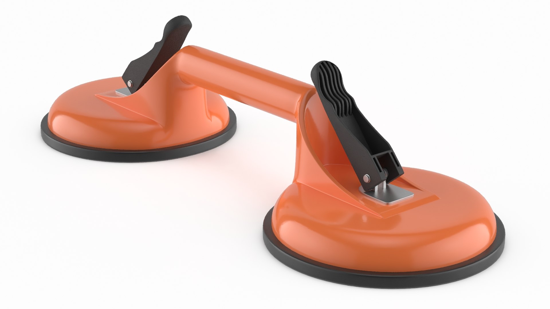 Double Suction Cup Glass Lifter Orange 3D model for industrial visualization, technical presentation, simulation, product rendering, and animation