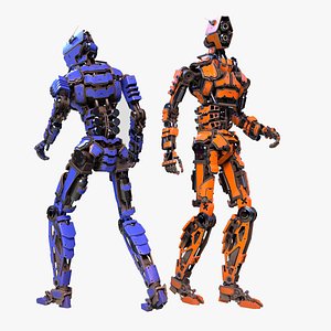 Humanoid robot with 6 color options 3D model