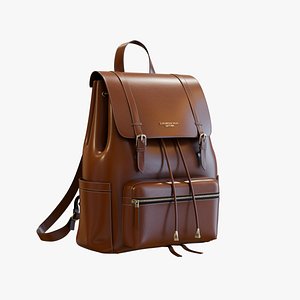 Brown Faux Leather Luxury Backpack 3D model