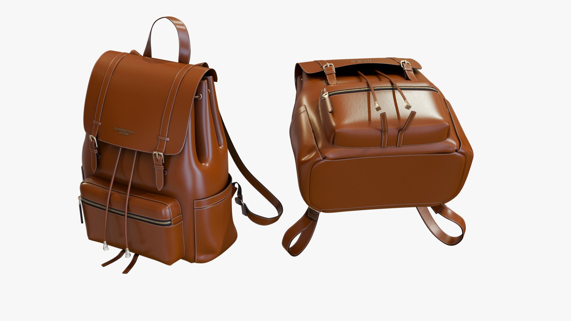 Brown Faux Leather Luxury Backpack 3D Model - TurboSquid 2227640
