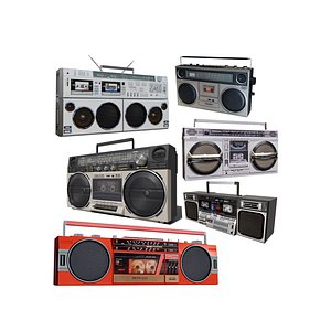 Retro Boom Box Ghetto Blaster Pack 3D model