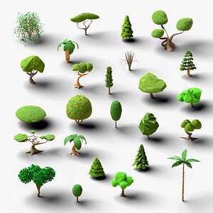 3D model 25 Trees Pack Low-poly and High-poly 3D Model